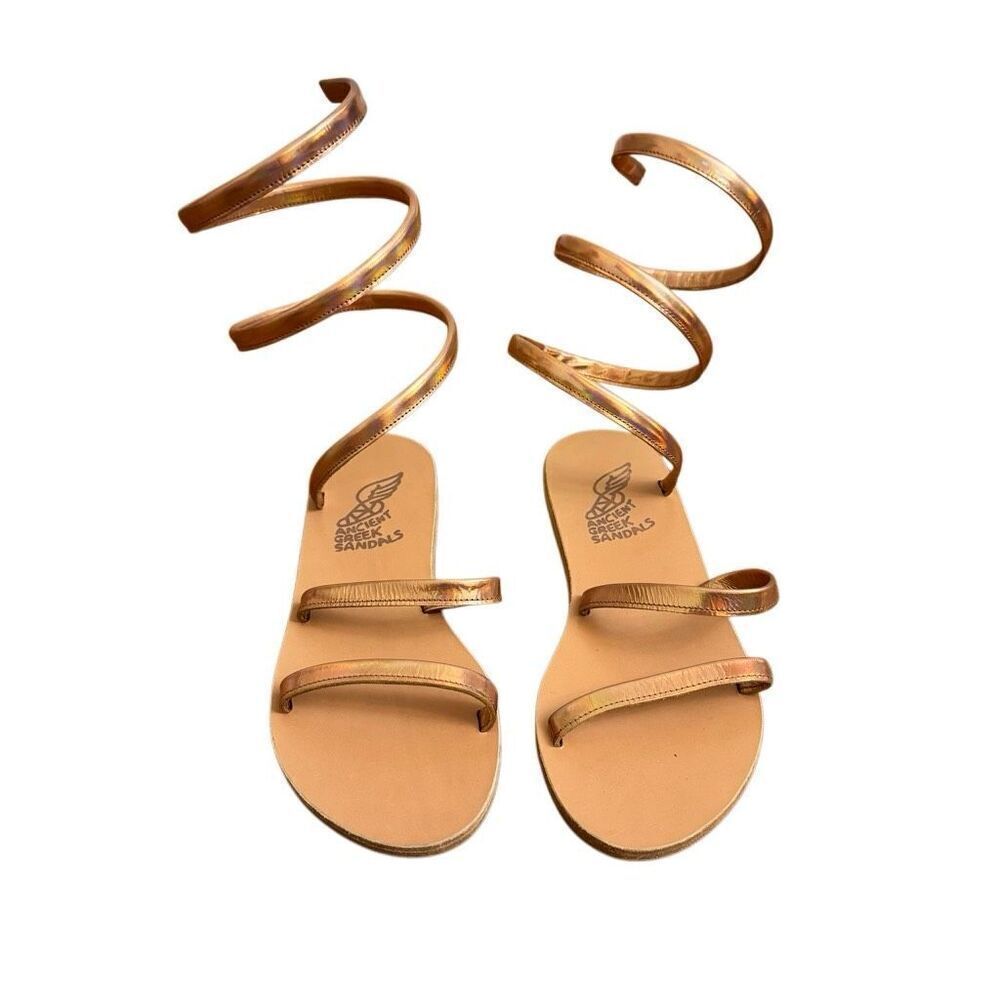 Ancient Greek Sandals Ofis Iridescent Sandal in Rame Rose Gold Size 6 Revolve